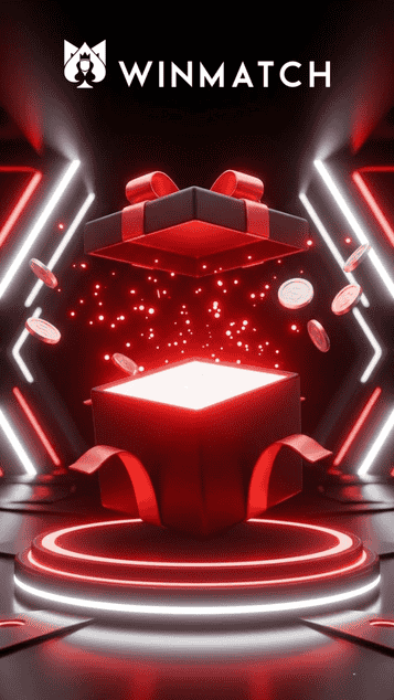 3D red gift box with ribbon opening to reveal bright light and floating coins on a circular platform.